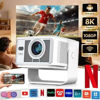 XGODY Vidéoprojecteur Support 8K Android 14 Auto Focus/Keystone Smart Projecteur 900ANSI WiFi6 Bluetooth5.4 1080P Native FHD HDMI/USB Blanc - Publicité XGODY Vidéoprojecteur Support 8K Android 14 Auto Focus/Keystone Smart Projecteur 900ANSI WiFi6 Bluetooth5.4 1080P Native FHD HDMI/USB Blanc - Publicité