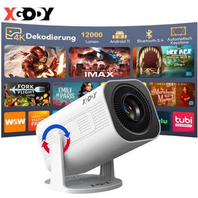 XGODY Mini Vidéoprojecteur Support 4K 1080P Android14 Projecteur vidéo WiFi Bluetooth5 12000 Lumens Retroprojecteur Auto Keystoneavec Blanc - Publicité XGODY Mini Vidéoprojecteur Support 4K 1080P Android14 Projecteur vidéo WiFi Bluetooth5 12000 Lumens Retroprojecteur Auto Keystoneavec Blanc - Publicité