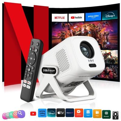 XGODY 【Netflix Certifié/Auto Focus】Mini Vidéoprojecteur Portable1080P Full HD 4K Supporté 25000 Lumen Smart Projecteur WiFi Bluetooth5.4 Blanc - Publicité XGODY 【Netflix Certifié/Auto Focus】Mini Vidéoprojecteur Portable1080P Full HD 4K Supporté 25000 Lumen Smart Projecteur WiFi Bluetooth5.4 Blanc - Publicité