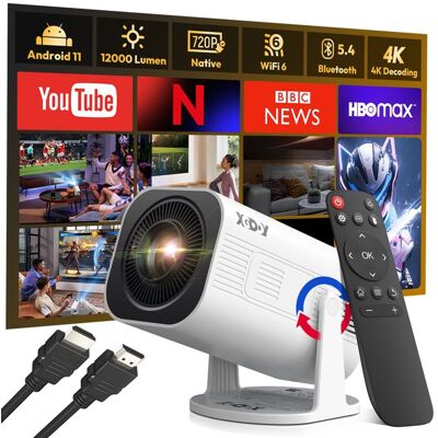 XGODY Vidéoprojecteur 4K Supporté Mini Projecteur Portable HD 720P 350ANSI WiFi 6 Bluetooth 5.0 Android 11.0 HDMI/USB Blanc - Publicité XGODY Vidéoprojecteur 4K Supporté Mini Projecteur Portable HD 720P 350ANSI WiFi 6 Bluetooth 5.0 Android 11.0 HDMI/USB Blanc - Publicité