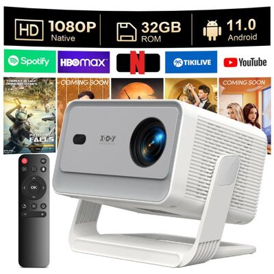 XGODY Videoprojecteur 4K WiFi6 Bluetooth5.4 25000 Lumens Projecteur 1080P Full HD LED Video Auto Focus Keystoneavec iOS/Android/TV Stick Blanc - Publicité XGODY Videoprojecteur 4K WiFi6 Bluetooth5.4 25000 Lumens Projecteur 1080P Full HD LED Video Auto Focus Keystoneavec iOS/Android/TV Stick Blanc - Publicité