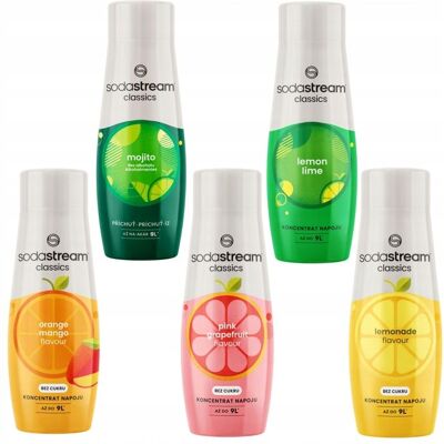 Sirops SODASTREAM Citron vert + Limonade + Pamplemousse + Orange-Mangue + Mojito Vert - Publicité Sirops SODASTREAM Citron vert + Limonade + Pamplemousse + Orange-Mangue + Mojito Vert - Publicité