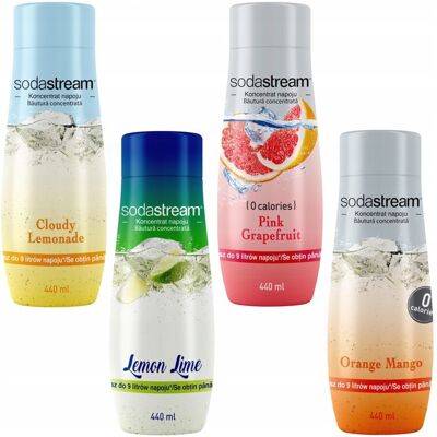Coffret de 4 concentrés SodaStream Citron-Citron Vert + Limonade + Pamplemousse + Orange-Mangue Vert - Publicité Coffret de 4 concentrés SodaStream Citron-Citron Vert + Limonade + Pamplemousse + Orange-Mangue Vert - Publicité