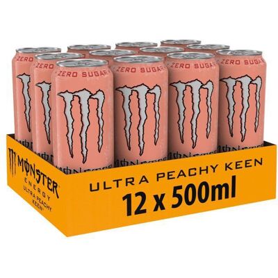 Boissons énergisantes sans sucre Monster Energy - Monster Energy Ultra Zero Sugar - Peachy Keen Pack de 12 - Publicité Boissons énergisantes sans sucre Monster Energy - Monster Energy Ultra Zero Sugar - Peachy Keen Pack de 12 - Publicité