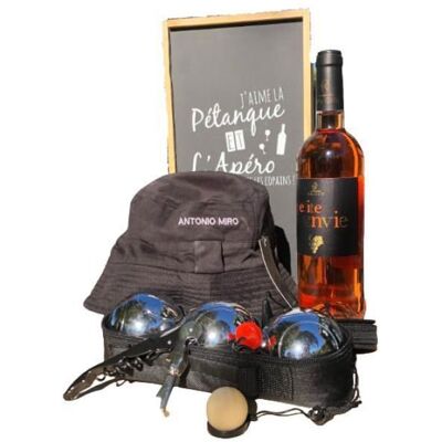 VINACCUS coffret cadeau pétanque 725g complet + 1 bouteille petite envie rosé côtes de thongue 75cl. Publicité VINACCUS coffret cadeau pétanque 725g complet + 1 bouteille petite envie rosé côtes de thongue 75cl. Publicité