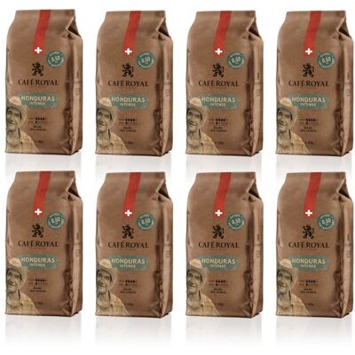 CAFE ROYAL 8 x 500 GR - Café Royal Honduras Intenso - Café Torréfié en Grains 100% Arabica - Intensité 4/5 - Certifiés Fairtrade - Publicité CAFE ROYAL 8 x 500 GR - Café Royal Honduras Intenso - Café Torréfié en Grains 100% Arabica - Intensité 4/5 - Certifiés Fairtrade - Publicité