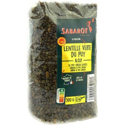 Lentilles vertes du Puy A.O.P. paquet 500g Sabarot - Publicité Lentilles vertes du Puy A.O.P. paquet 500g Sabarot - Publicité