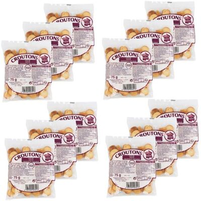 Tipiak - Lot 12x Croûtons nature - Tipiak - sachet 75g - Publicité Tipiak - Lot 12x Croûtons nature - Tipiak - sachet 75g - Publicité