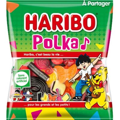 Bonbon Haribo POLKA le sachet de 120g - Publicité Bonbon Haribo POLKA le sachet de 120g - Publicité