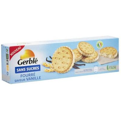 Gerblé Sans Sucres Fourré Vanille 185g - Publicité Gerblé Sans Sucres Fourré Vanille 185g - Publicité