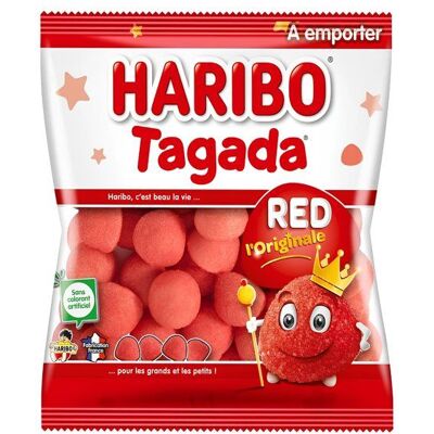 Sachet bonbons Haribo fraises Tagada - 120 gr - Rouge Rouge - Publicité Sachet bonbons Haribo fraises Tagada - 120 gr - Rouge Rouge - Publicité
