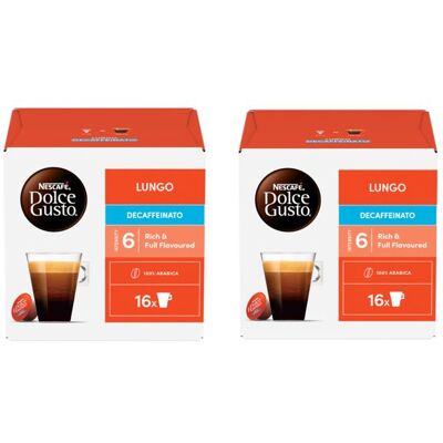 NESCAFE NESCAFÉ Dolce Gusto – Pack de 2 boîtes Lungo Décaféiné - 32 capsules de café - Publicité NESCAFE NESCAFÉ Dolce Gusto – Pack de 2 boîtes Lungo Décaféiné - 32 capsules de café - Publicité