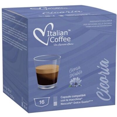 Chicorée 64 capsules compatibles Nescafé Dolce Gusto sans caféine - La Capsuleria - Publicité Chicorée 64 capsules compatibles Nescafé Dolce Gusto sans caféine - La Capsuleria - Publicité