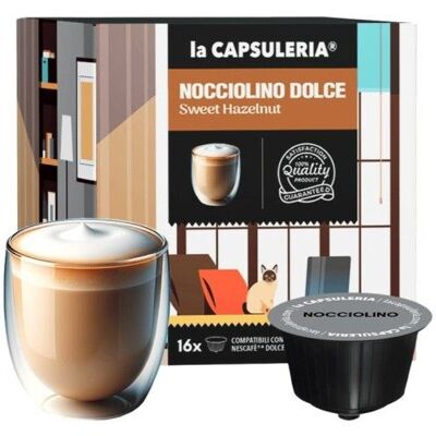 Noisette 96 capsules compatibles Nescafé Dolce Gusto 8 boîtes de 16 - La Capsuleria - Publicité Noisette 96 capsules compatibles Nescafé Dolce Gusto 8 boîtes de 16 - La Capsuleria - Publicité