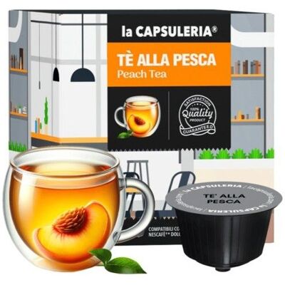 Thé Pêche Doux 96 capsules compatibles Nescafé Dolce Gusto 8 boîtes de 16 - La Capsuleria - Publicité Thé Pêche Doux 96 capsules compatibles Nescafé Dolce Gusto 8 boîtes de 16 - La Capsuleria - Publicité