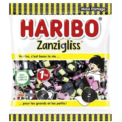 Bonbon Haribo zanzigliss sachet de 1 kg - Publicité Bonbon Haribo zanzigliss sachet de 1 kg - Publicité