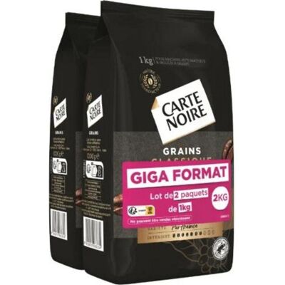 CARTE NOIRE Café en grains Classique 100% Arabica 2x1Kg GIGA FORMAT 2Kg - Publicité CARTE NOIRE Café en grains Classique 100% Arabica 2x1Kg GIGA FORMAT 2Kg - Publicité
