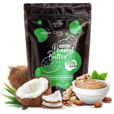 Beurre de Cacahuète Poudre Nustino Noix de Coco Naturel et Végétalien 400g - Publicité Beurre de Cacahuète Poudre Nustino Noix de Coco Naturel et Végétalien 400g - Publicité