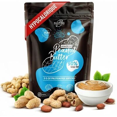 Beurre de Cacahuète en Poudre -90 % de Graisse en Moins Nustino - Sans Sucre - Riche en Protéines - Faible en Calories 400g - Publicité Beurre de Cacahuète en Poudre -90 % de Graisse en Moins Nustino - Sans Sucre - Riche en Protéines - Faible en Calories 400g - Publicité