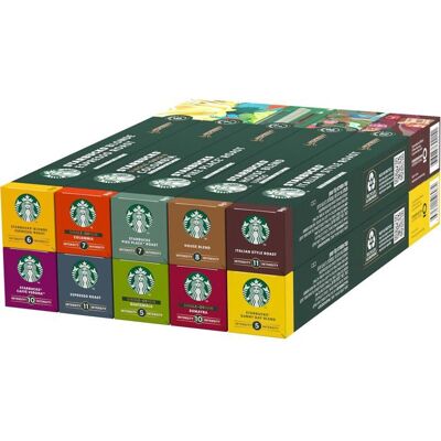 STARBUCKS Pack Découverte Variété By Nespresso Capsules De Café Tous Types De Torréfaction 10 X 10 (100 Capsules) - Exclusivité - Publicité STARBUCKS Pack Découverte Variété By Nespresso Capsules De Café Tous Types De Torréfaction 10 X 10 (100 Capsules) - Exclusivité - Publicité