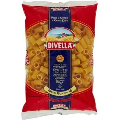 DIVELLA PÂTES DE SEMOULE DE BLÉ DUR DEMI-RIGATONI 18 GR 500 X 24 - Publicité DIVELLA PÂTES DE SEMOULE DE BLÉ DUR DEMI-RIGATONI 18 GR 500 X 24 - Publicité