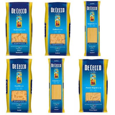Lot découverte des pâtes italiennes De Cecco - 6 sachets de 500g - Publicité Lot découverte des pâtes italiennes De Cecco - 6 sachets de 500g - Publicité
