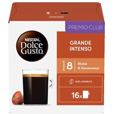 NESCAFE DOLCE GUSTO GRANDE INTENSO 6 boites - 96 capsules - Publicité NESCAFE DOLCE GUSTO GRANDE INTENSO 6 boites - 96 capsules - Publicité
