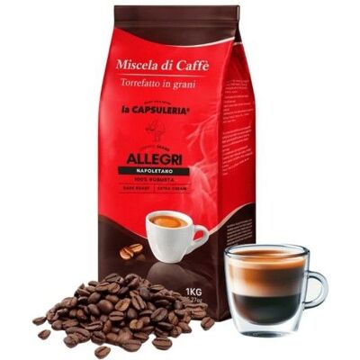 Café Allegri Napoletano en grains 6 kg 6 paquets de 1 kg - La Capsuleria - Publicité Café Allegri Napoletano en grains 6 kg 6 paquets de 1 kg - La Capsuleria - Publicité