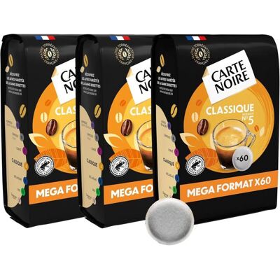 CARTE NOIRE – Café en Dosettes Souples Classique N°5 – Pur Arabica - 3 Paquets de 60 Dosettes – Compatibles Senseo (180 dosettes) - Publicité CARTE NOIRE – Café en Dosettes Souples Classique N°5 – Pur Arabica - 3 Paquets de 60 Dosettes – Compatibles Senseo (180 dosettes) - Publicité