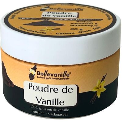 BELLEVANILLE Poudre de vanille Bourbon de Madagascar 30g en pot – Arôme intense gousse entière idéale pour pâtisserie desserts et cuisine - Publicité BELLEVANILLE Poudre de vanille Bourbon de Madagascar 30g en pot – Arôme intense gousse entière idéale pour pâtisserie desserts et cuisine - Publicité