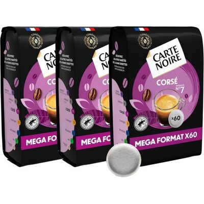 CARTE NOIRE – Café en Dosettes Souples Corsé N°7 – Pur Arabica - 3 Paquets de 60 Dosettes – Compatibles Senseo (180 dosettes) - Publicité CARTE NOIRE – Café en Dosettes Souples Corsé N°7 – Pur Arabica - 3 Paquets de 60 Dosettes – Compatibles Senseo (180 dosettes) - Publicité
