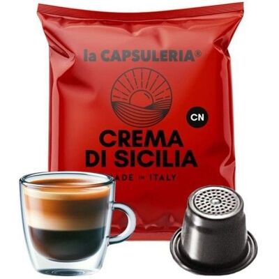 Café Crema di Sicilia 100 capsules compatibles Nespresso sachets fraîcheur - La Capsuleria - Publicité Café Crema di Sicilia 100 capsules compatibles Nespresso sachets fraîcheur - La Capsuleria - Publicité