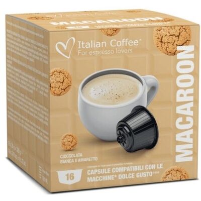 Macaroon 64 capsules compatibles Nescafé Dolce Gusto chocolat blanc amande - La Capsuleria - Publicité Macaroon 64 capsules compatibles Nescafé Dolce Gusto chocolat blanc amande - La Capsuleria - Publicité