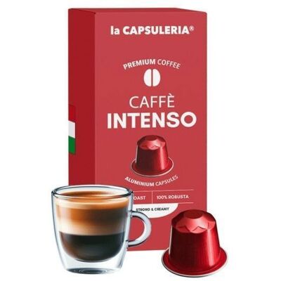 Café Intenso 100 capsules aluminium compatibles Nespresso goût fort - La Capsuleria - Publicité Café Intenso 100 capsules aluminium compatibles Nespresso goût fort - La Capsuleria - Publicité