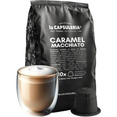 Caramel Macchiato 80 capsules compatibles Nespresso 8 boîtes de 10 - La Capsuleria - Publicité Caramel Macchiato 80 capsules compatibles Nespresso 8 boîtes de 10 - La Capsuleria - Publicité