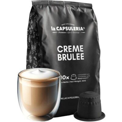Crème Brûlée 80 capsules compatibles Nespresso 8 boîtes de 10 - La Capsuleria - Publicité Crème Brûlée 80 capsules compatibles Nespresso 8 boîtes de 10 - La Capsuleria - Publicité