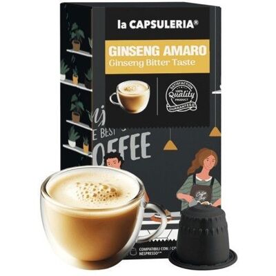 Ginseng Goût Amer 80 capsules compatibles Nespresso goût intense peu sucré - La Capsuleria - Publicité Ginseng Goût Amer 80 capsules compatibles Nespresso goût intense peu sucré - La Capsuleria - Publicité