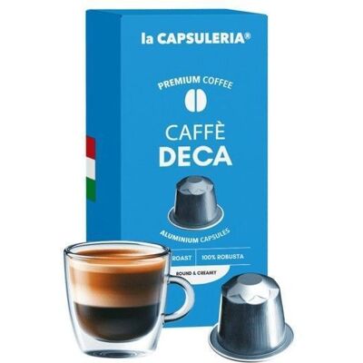 Café Deca 100 capsules aluminium compatibles Nespresso décaféiné - La Capsuleria - Publicité Café Deca 100 capsules aluminium compatibles Nespresso décaféiné - La Capsuleria - Publicité