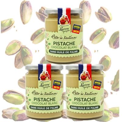 Lucien Georgelin - Lot de 3 Pâtes à tartiner pistache et chocolat blanc 330g - Sans huile de palme - Publicité Lucien Georgelin - Lot de 3 Pâtes à tartiner pistache et chocolat blanc 330g - Sans huile de palme - Publicité