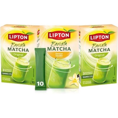 Lipton Barista Matcha Boisson à l’avoine (2 x Original + 1 x Vanille 30 sticks) Sticks prêts à l’emploi chaud ou froid - Publicité Lipton Barista Matcha Boisson à l’avoine (2 x Original + 1 x Vanille 30 sticks) Sticks prêts à l’emploi chaud ou froid - Publicité