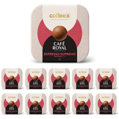 CAFE ROYAL 90 Boules de Café COFFEEB - SUPREMO - 100% Compostables - Compatible avec machines CoffeeB by Café Royal - Publicité CAFE ROYAL 90 Boules de Café COFFEEB - SUPREMO - 100% Compostables - Compatible avec machines CoffeeB by Café Royal - Publicité