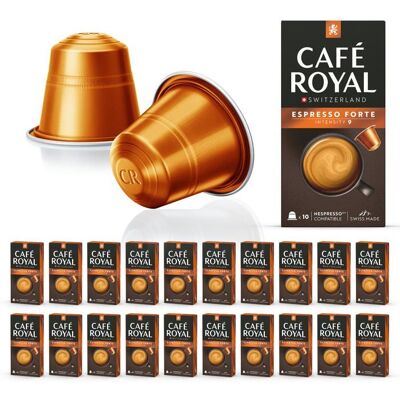 CAFE ROYAL 200 Capsules de Café en Aluminium Compatibles NESPRESSO® À USAGE DOMESTIQUE - ESPRESSO FORTE - Dosettes by Café Royal® - Publicité CAFE ROYAL 200 Capsules de Café en Aluminium Compatibles NESPRESSO® À USAGE DOMESTIQUE - ESPRESSO FORTE - Dosettes by Café Royal® - Publicité