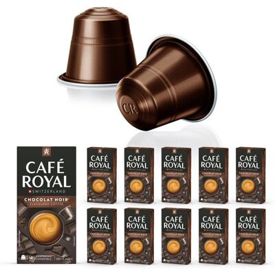 CAFE ROYAL 100 Capsules de Café en Aluminium Compatibles NESPRESSO® À USAGE DOMESTIQUE - CHOCOLAT NOIR - Dosettes by Café Royal® - Publicité CAFE ROYAL 100 Capsules de Café en Aluminium Compatibles NESPRESSO® À USAGE DOMESTIQUE - CHOCOLAT NOIR - Dosettes by Café Royal® - Publicité
