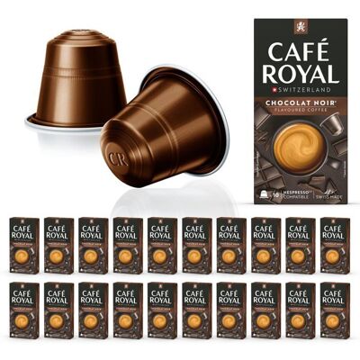 CAFE ROYAL 200 Capsules de Café en Aluminium Compatibles NESPRESSO® À USAGE DOMESTIQUE - CHOCOLAT NOIR - Dosettes by Café Royal® - Publicité CAFE ROYAL 200 Capsules de Café en Aluminium Compatibles NESPRESSO® À USAGE DOMESTIQUE - CHOCOLAT NOIR - Dosettes by Café Royal® - Publicité