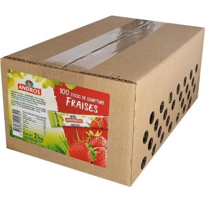 ANDROS - 100 sticks individuels de confiture de Fraise - Dose de 20g à emporter partout - Publicité ANDROS - 100 sticks individuels de confiture de Fraise - Dose de 20g à emporter partout - Publicité