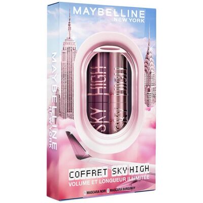 Maybelline New York Coffret 2 Mascaras Volume & Longueur - Sky High - Teinte : Very Black & Burgundy Haze - 72 ml Noir - Publicité Maybelline New York Coffret 2 Mascaras Volume & Longueur - Sky High - Teinte : Very Black & Burgundy Haze - 72 ml Noir - Publicité