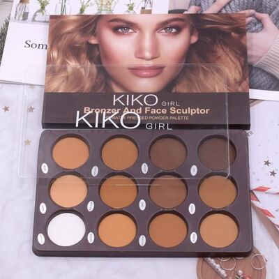KIKO FILLE-Palette De Contour Pour Le Visage 12 Couleurs Bronzant Et Pro Maquillage Professionnel Mat - Publicité KIKO FILLE-Palette De Contour Pour Le Visage 12 Couleurs Bronzant Et Pro Maquillage Professionnel Mat - Publicité