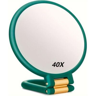 ZYNEXDD Miroir Grossissant x 40 Double Face Miroir Pliable avec Poignée Miroir de Maquillage à Main de Coiffeurs Miroir Pliant pour Diver - Publicité ZYNEXDD Miroir Grossissant x 40 Double Face Miroir Pliable avec Poignée Miroir de Maquillage à Main de Coiffeurs Miroir Pliant pour Diver - Publicité
