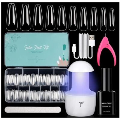 AUTREMENT Capsule Americaine Ongle 500 PCS Capsules Ballerine Long Lampe UV Portable & Colle 15ML Kit Gel Nail Complet - Publicité AUTREMENT Capsule Americaine Ongle 500 PCS Capsules Ballerine Long Lampe UV Portable & Colle 15ML Kit Gel Nail Complet - Publicité