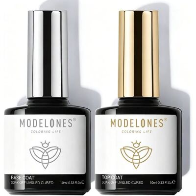 MODELONES Base & Top Coat Semi-Permanent No Wipe 2 x 10Ml Vernis Gel UV Finition Brillante Longue Tenue Noir - Publicité MODELONES Base & Top Coat Semi-Permanent No Wipe 2 x 10Ml Vernis Gel UV Finition Brillante Longue Tenue Noir - Publicité